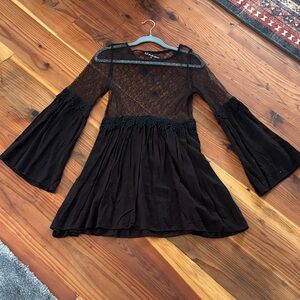 For Love And Lemons Sheer Black Lace Top